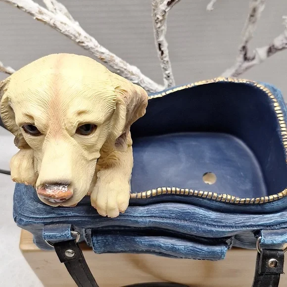 #ADW Charming Dog Figurine in Blue Bag CERAMIC Planter - Picture 3 of 10